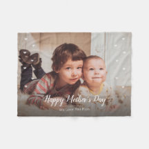 Happy Mother's Day Custom Photo Fleece Blankets
