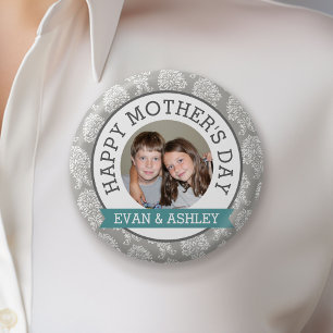 Happy Mother's Day - Custom Photo Template damask 2 Inch Round Button
