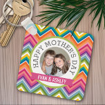 Happy Mother's Day - Custom Photo Template Keychain<br><div class="desc">Includes bright colourful chevrons and feminine colours. A perfect gift for a mom or grandma or even stepmom, godmother. If you are stuck in quarantine, this is a fun project to make and brighten someone's day. Send a fun Mum's Day greeting with a picture and customized template. For best results...</div>