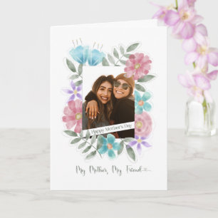 Happy Mother's Day Custom Photo Watercolor Flowers Card