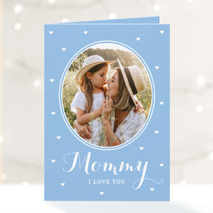 Happy Mother's Day Custom Photos Script Blue Cute Card