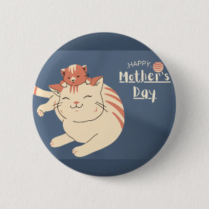 Happy Mother's Day Cute Cat and Kitten 2 Inch Round Button