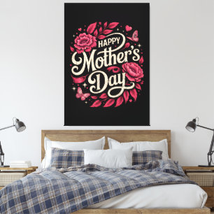 Happy Mothers Day Cute Floral Mom Canvas Print