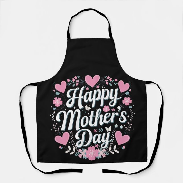 Happy Mother's Day Cute Floral Mom Grandma Apron (Front)
