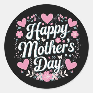 Happy Mother's Day Cute Floral Mom Grandma Classic Round Sticker