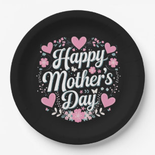 Happy Mother's Day Cute Floral Mom Grandma Paper Plate