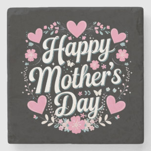 Happy Mother's Day Cute Floral Mom Grandma Stone Coaster