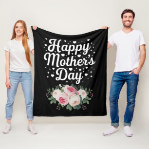 Happy Mother's Day Cute Floral Mom Grandma Wife Fleece Blanket