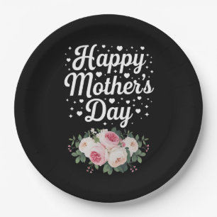 Happy Mother's Day Cute Floral Mom Grandma Wife Paper Plate