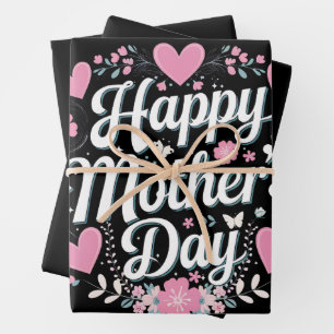 Happy Mother's Day Cute Floral Mom Grandma Wrapping Paper Sheet