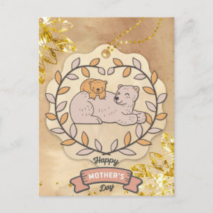Happy Mother's Day Cute Fun Bear and Cup Postcard