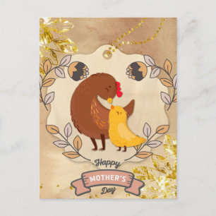 Happy Mother's Day Cute Fun Chicken and Chick Postcard