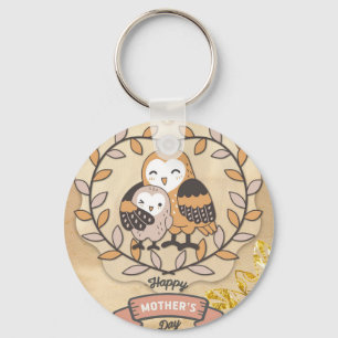 Happy Mother's Day Cute Fun Owl Bird Keychain