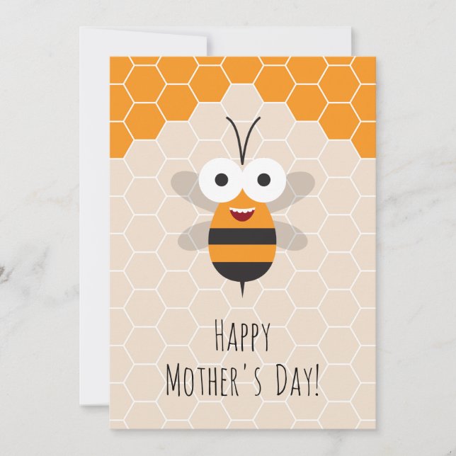 Happy Mother's Day Cute Honey Bee Honeycomb Holiday Card (Front)
