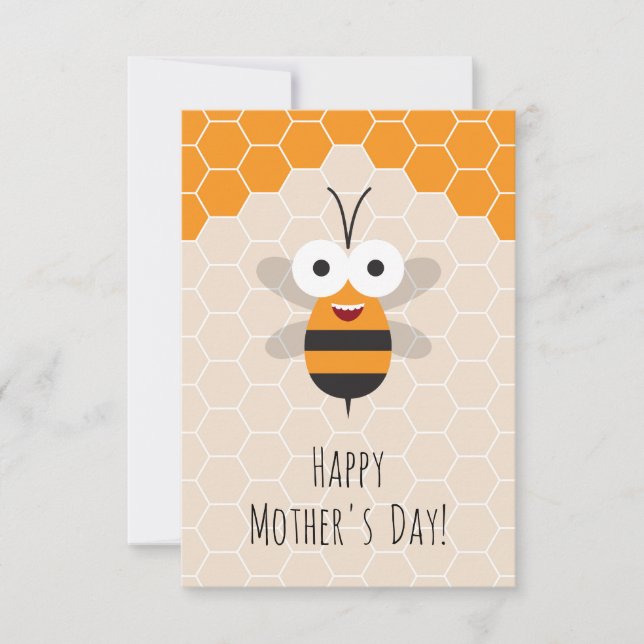 Happy Mother's Day Cute Honey Bee Honeycomb Thank You Card (Front)