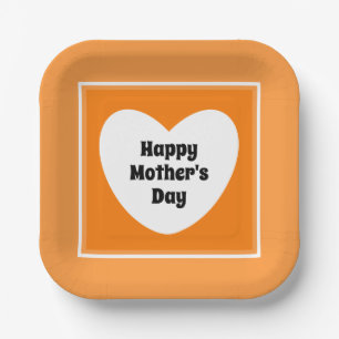 Happy Mother's Day Cute Orange Paper Plate