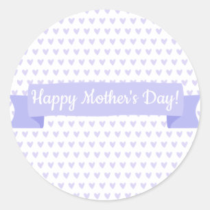 Happy Mother's Day   Cute Purple Hearts Pattern Classic Round Sticker