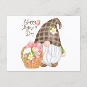 Happy Mother's Day Cute Strawberry Gnome Postcard