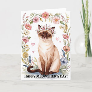 Happy Mother's Day Cute Vintage Cat  Holiday Card