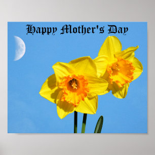 Happy Mother's Day Daffodils Gold Medal Poster