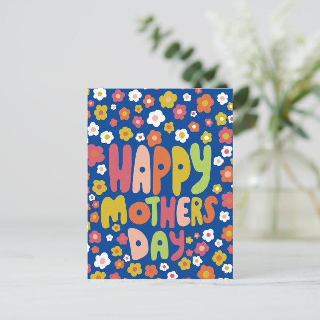 HAPPY MOTHERS DAY Daisies Cute Customized Colourfu Postcard (Standing Front)