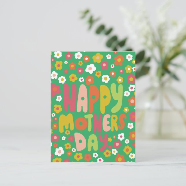 HAPPY MOTHERS DAY Daisies Cute Customized Colourfu Postcard (Standing Front)