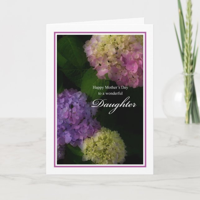 Happy Mother's Day Daughter, Painted Hydrangea Card (Front)