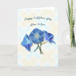 Happy Mothers Day Dear Mom Blue Morning Glory Flow Thank You Card