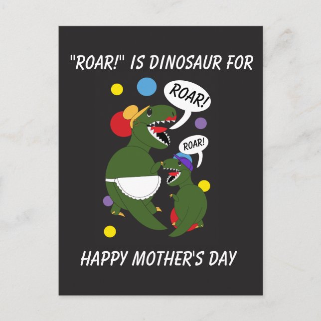 Happy Mothers Day Dinosaur Son Mom Personalize Postcard (Front)