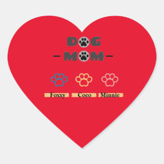 Happy Mothers Day Dog Mom of Three Heart Sticker