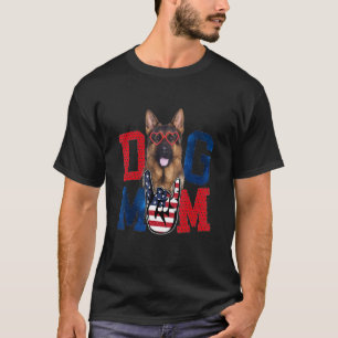 Happy Mother's Day Dog Usa American Flag Mom Dog T-Shirt
