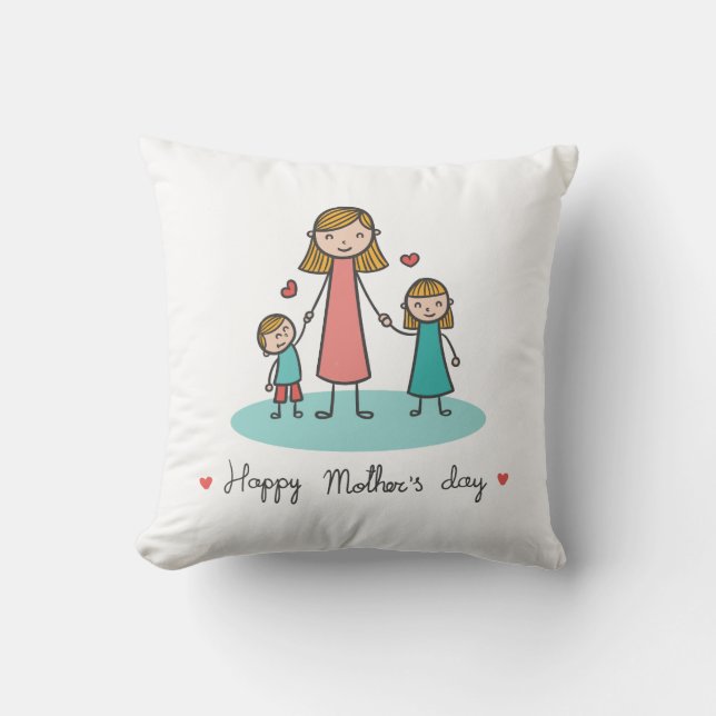 Happy Mother's Day Drawing | Throw Pillow (Front)