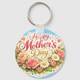 Happy Mother's Day elegant floral double sided tea Keychain