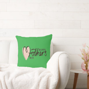 Happy Mother's Day – Elegant Floral Heart Design Throw Pillow