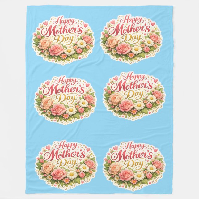 Happy Mother's Day elegant floral repeat pattern t Fleece Blanket (Front)