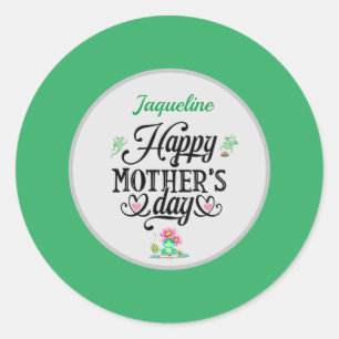 Happy Mother's Day Elegant Frogs Personalized Classic Round Sticker