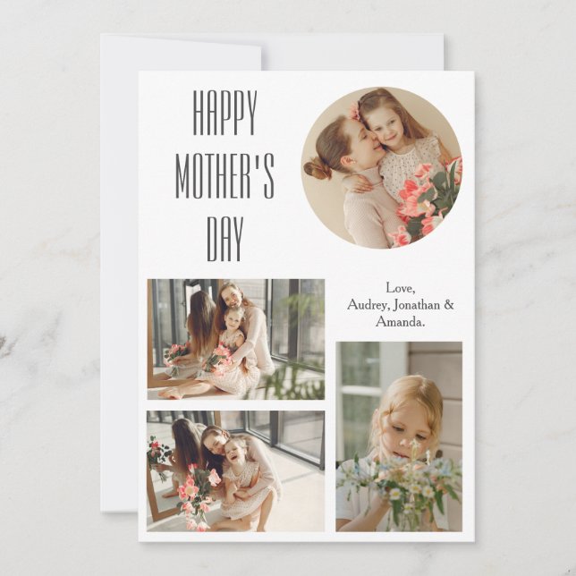 Happy Mother's Day | Elegant Modern photo collage Holiday Card (Front)