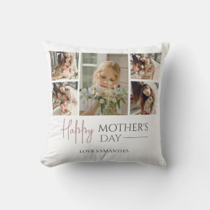 Happy Mother's Day   Elegant Modern photo collage Throw Pillow