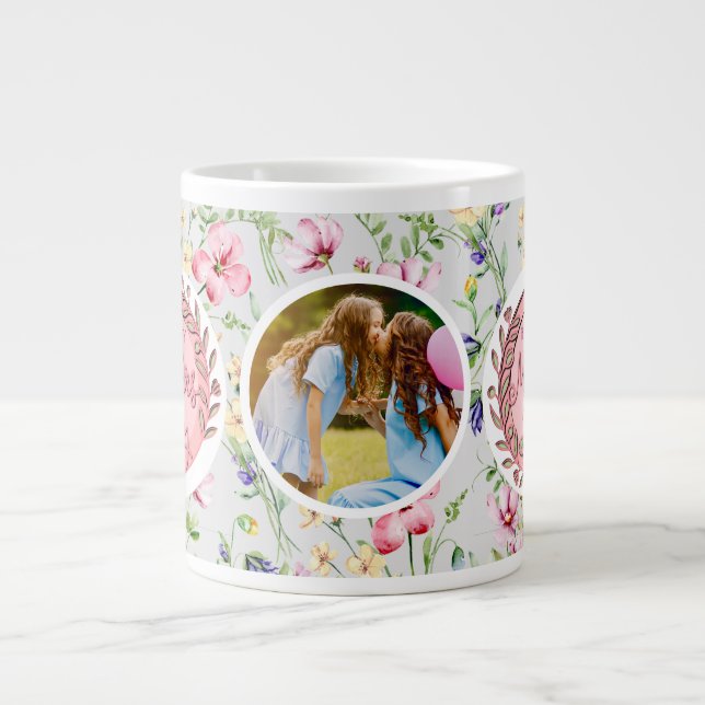 Happy Mother's Day Elegant Modern Photo Large Coffee Mug (Front)