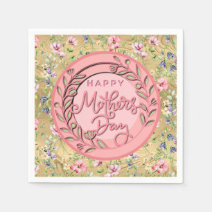 Happy Mother's Day Elegant Modern Pink Floral Napkin