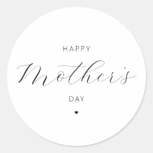 Happy Mother's Day Elegant Script Typography Classic Round Sticker
