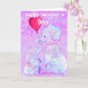 Happy Mother's Day - Elephant Mom and Baby - Love Card