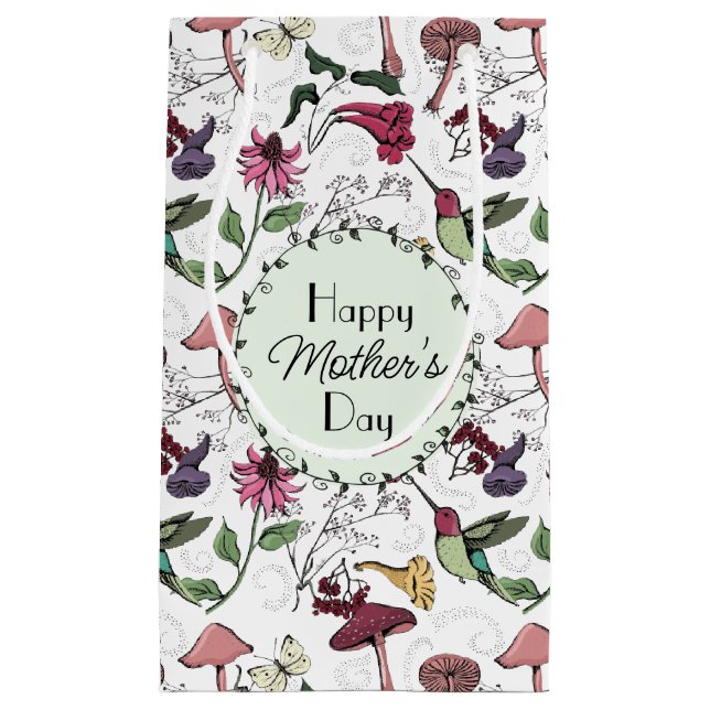 Happy Mothers Day Enchanted Garden Hummingbird Small Gift Bag (Front)