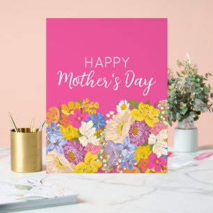 Happy Mother's Day Floral Blooms  Acrylic Sign