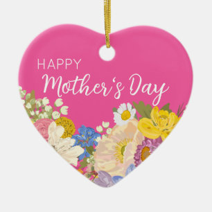 Happy Mother's Day Floral Blooms Ceramic Ornament