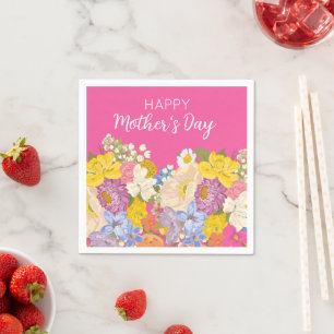 Happy Mother's Day Floral Blooms  Napkin