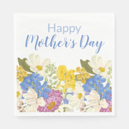 Happy Mother's Day Floral Blooms  Napkin