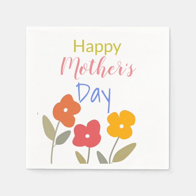 Happy Mother's Day Floral Blooms  Napkin (Front)