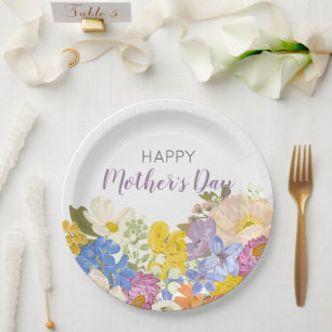 Happy Mother's Day Floral Blooms  Paper Plate