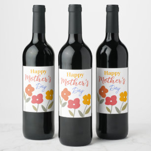 Happy Mother's Day Floral Blooms   Wine Label